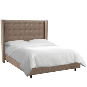 King Button Tufted Wingback Bed Stone - Skyline Furniture, Brown