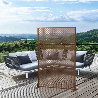 Lirago Metal Outdoor Privacy Screen Freestanding Patio Decorative Screens - 72"x47", Brown