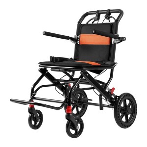 VEVOR Wheelchair, Aluminum Alloy Ultra-Lightweight Transport Chair for Adults,Foldable Wheelchair with Flip-Back Desk-Length Arms,Self-locking Brake - 1 of 4