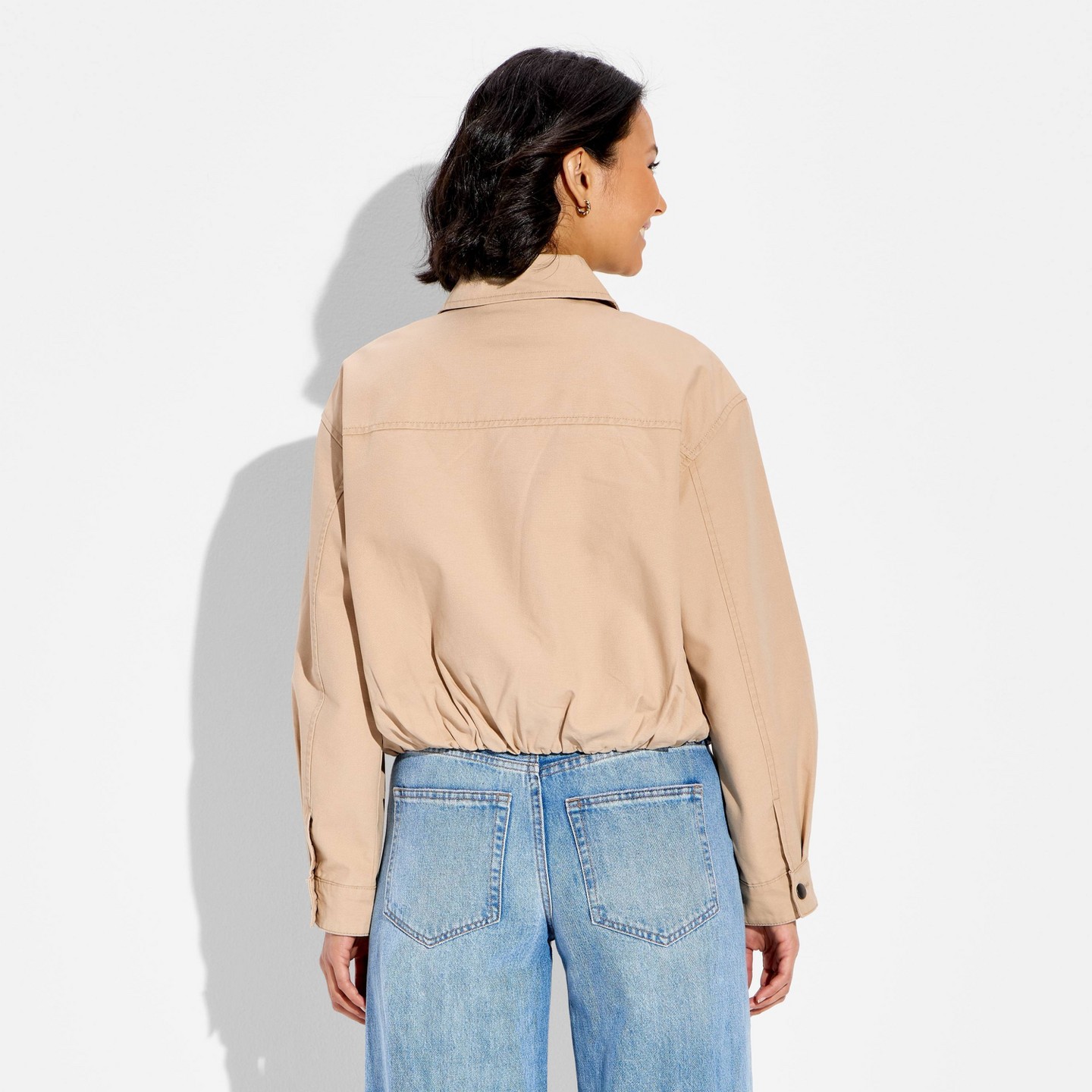 Женская куртка Wild Fable Bubble Hem Canvas, цвет: Рыжевато-коричневый — фото 3