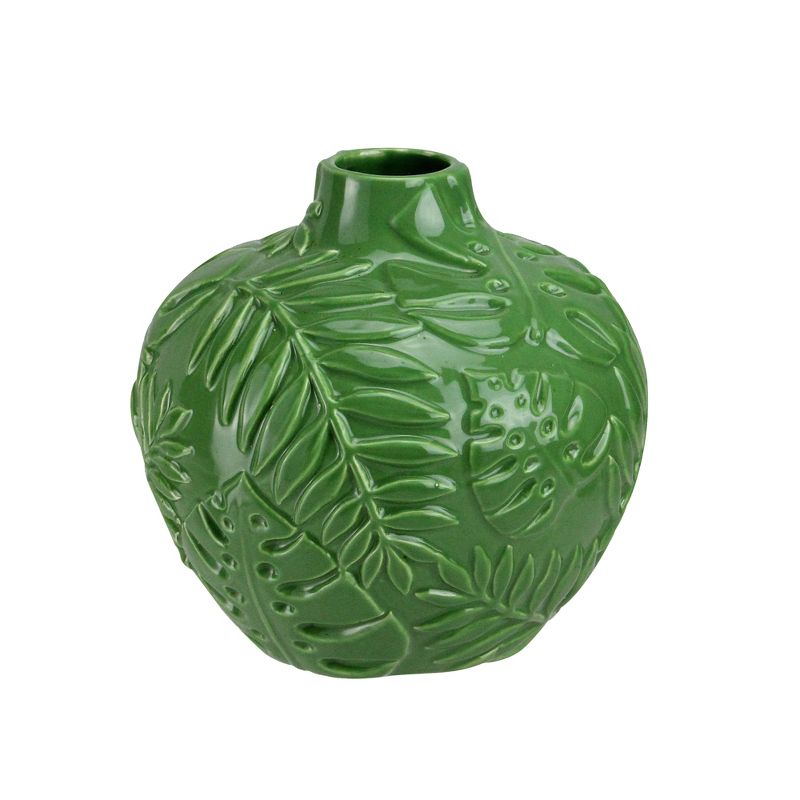 Northlight 6.25" Fern Leaf Ceramic Flower Vase - Green, 1 of 3