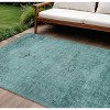 Teal Blue Turquoise And Charcoal Oriental Washable Indoor Outdoor Area Rug - 2 of 4