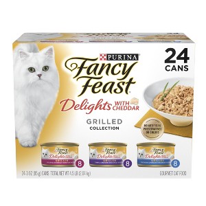 Purina Fancy Feast Delights Variety Pack Chicken,Turkey, Fish and Cheddar Flavor Wet Cat Food Cans - 3oz/24ct - 1 of 4