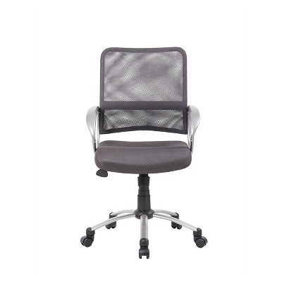 Charcoal Grey Mesh Swivel Task Chair with Pewter Finish Metal Base