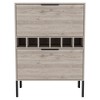Vynxaria Bar Cabinet, Light Gray Finish, Six Built-in Wine Racks, Double Door Design - 3 of 4