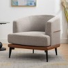 Upholstered Round Armchair,Modern Two-tone Barrel Fabric Chair for Living Room Bedroom Reading Room-Cuddlewood - 2 of 4