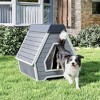 Sandinrayli Wooden Outdoor Dog House with PVC Rainproof Cover, Outdoor Indoor Pet Shelter (Dark Gray) - 2 of 4