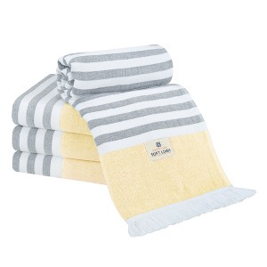 American Soft Linen 4 Piece Turkish Peshtemal Beach Towel Set, Light Weight Peshtemal Beach Pool Towels - 1 of 4