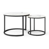LIVAREEmlen Set 2 Coffee Table, Marble Pattern Wooden Tables, Living Room Bedroom Apartment Modern Industrial Simple Nightstand - 2 of 4