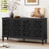 Bella Depot 60" Antique Buffet Cabinet with Floral Carvings Doors and Adjustable Shelves - 2 of 4