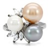 Slickblue Women’s Stainless Steel Ring with Multi-Color Synthetic Pearls, Polished Finish, Elegant Style, Size 5-10 - 3 of 4
