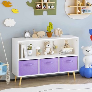 BABYYER Kids Bookshelf, Storage Organizer with 3 Collapsible Fabric Drawers, Book and Toy Display Rack for Playroom, Bedroom and Hallway - 1 of 4