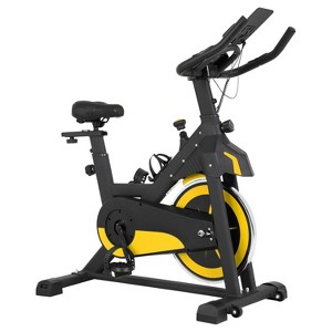 BestMassage Exercise Bike Indoor Cycling Bike Fitness Training Bike with Adjustable Resistance, Yellow - 1 of 4