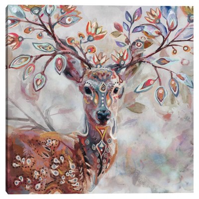 30 x 30 Boho Deer by Studio Arts Unframed Wall Canvas - Masterpiece Art  Gallery