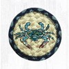 Earth Rugs Blue Crab Coaster – 5"x5" Braided Jute with Coastal Nautical Crab Print for Beach House & Seaside Decor - 2 of 3