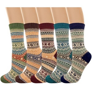 Wrapables Women's Nordic Winter Warm Crew Wool Socks (Set of 5) - 1 of 4