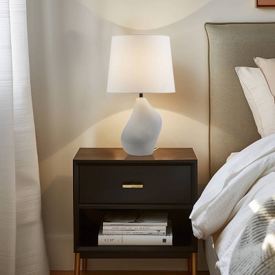 GDFStudio Toby Modern 21.75" Asymmetrical Ceramic Table Lamp with Linen Shade