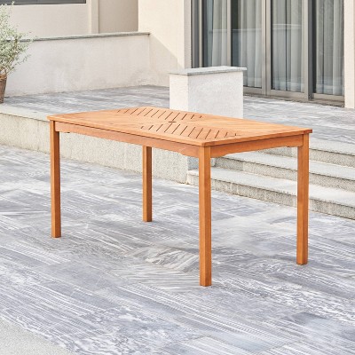 Olina Honey Fish Bone Eucalyptus Wooden Rectangle Patio Dining Table – Vifah For Sale