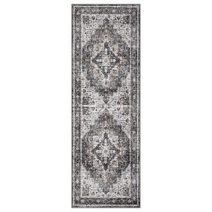 Vintage Floral Living Room Rugs Washable Ultra Thin Non Slip Bedroom Rug Retro Accent Large Carpet for Dining Office Stain Resistant - 1 of 4