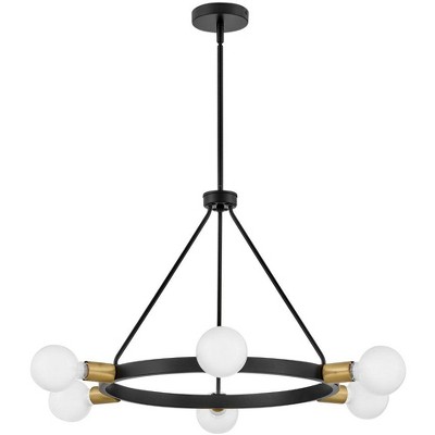 Orla Black and Brass 6-Light Mid-Century Modern Chandelier