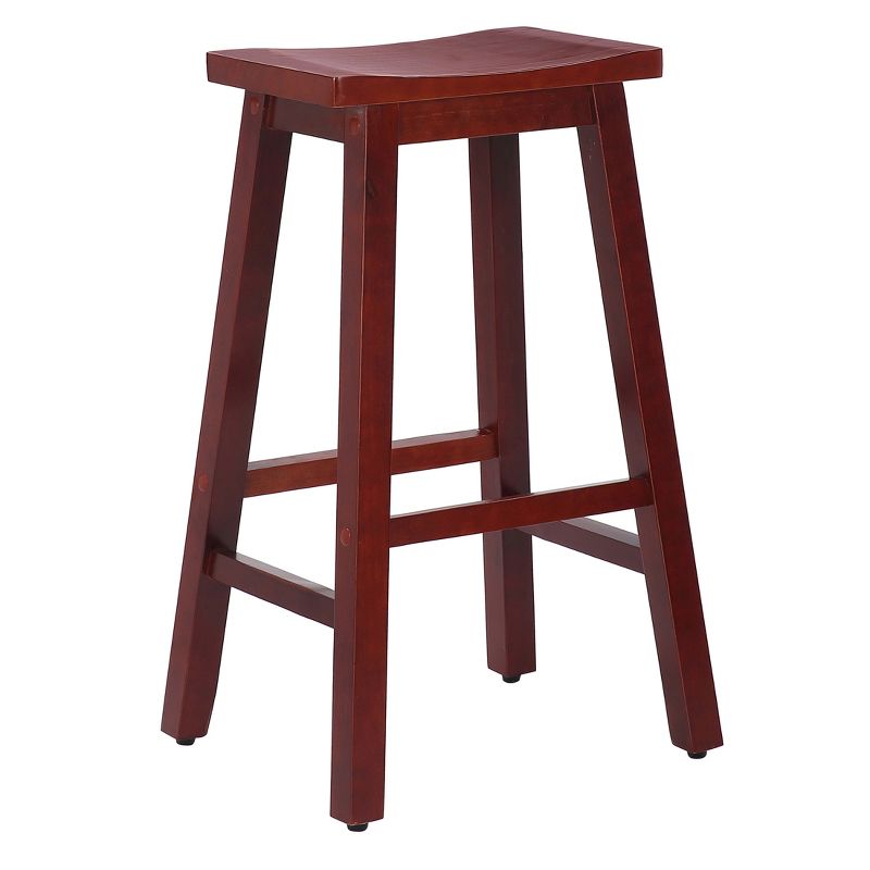 WestinTrends 29" Saddle Seat Solid Wood Kitchen Bar Stool Chair (Set of 2), 1 of 4