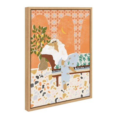 Sylvie Rainbow Framed Canvas Art with Natural Frame