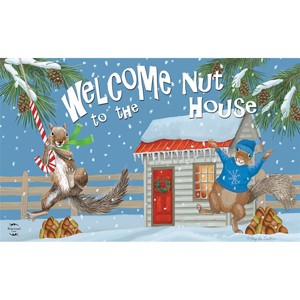Briarwood Lane Winter Doormat 30x18 Indoor Outdoor Winter Nuthouse Squirrels For Winter Doormat - 1 of 4