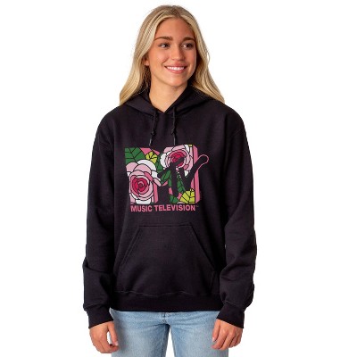 Mtv Adult Music Television Beach Rose '80s Sweatshirt Hoodie Pullover Black  : Target