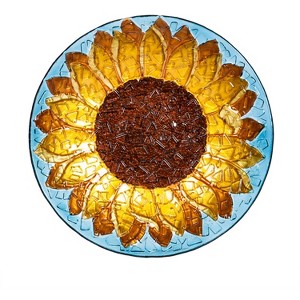 Evergreen Sunfower 18" Birdbath with Crushed Glass Look - 1 of 4