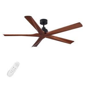 BestParts 60"  Ceiling Fan With Light, DC Motor, Remote Control, Reversible 6-Speed Fan for Medium Rooms, Quiet Energy Efficient Indoor Fan Black - 1 of 4