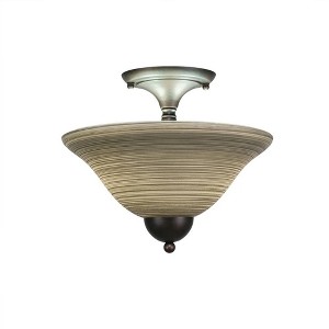 Toltec Lighting Any 2 - Light Flush Mount in  Bronze with 12" Gray Linen Shade - 1 of 1