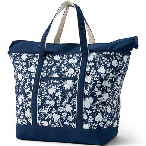 Lands' End Zip Top Canvas Tote Bag, Size: Medium, Blue