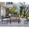 TiramisuBest 4-Piece Patio Furniture Set Outdoor Balcony Porch Garden Backyard Lawn Furniture Acacia Wood Table Top, Morden Black and Light Brown - 3 of 4