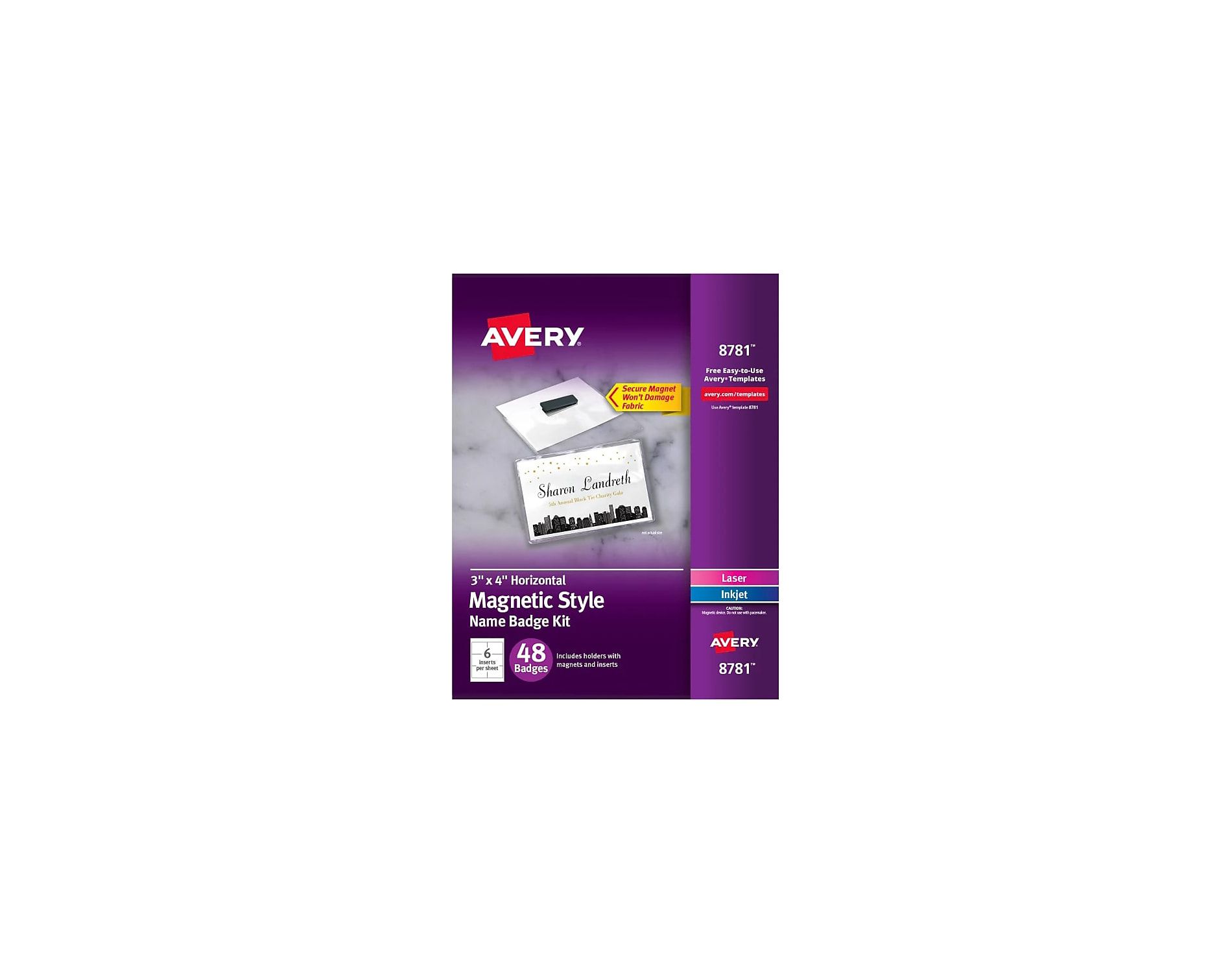 Avery Magnet Name Badge Kit White 48/Box (8781)