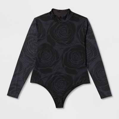 Latino Heritage Month Women's Selena Long Sleeve Bodysuit - Black Floral