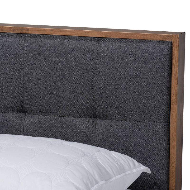 Alke Fabric Upholstered Walnut Finished Platform Bed - Baxton Studio, 5 of 9