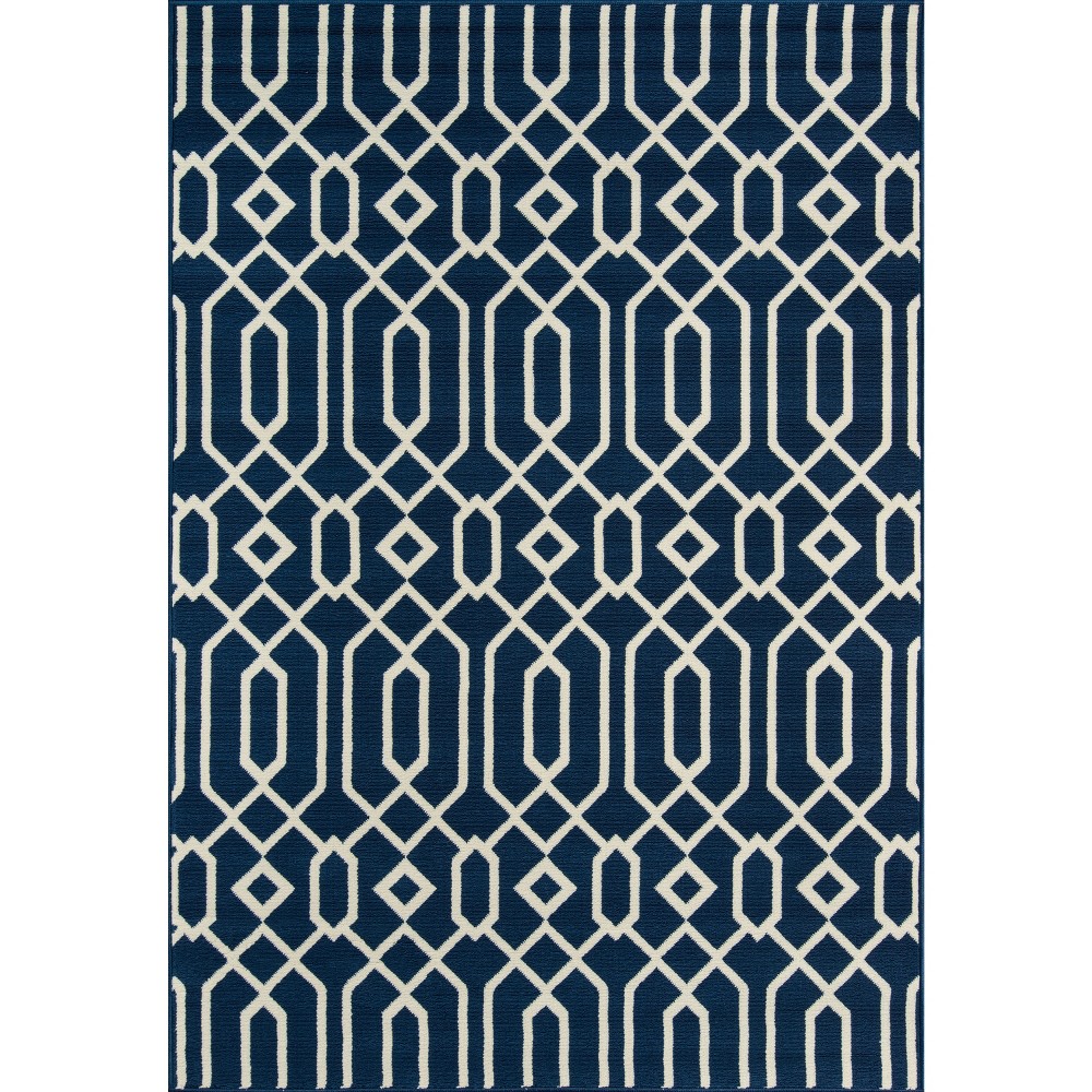 Indoor/Outdoor Lattice Area Rug - Navy (6'7inx9'6in)