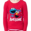 Sesame Street Toddler Girls' Elmo Cookie Monster I'm Awesome Pajama Set Red - 3 of 4
