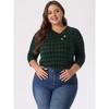 Agnes Orinda Women's Plus Size Comfy Knit 3/4 Sleeve V Neck Stripe Boho Casual Blouse - 2 of 4