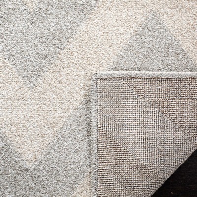 Light Gray and Beige Chevron Pattern Runner Rug