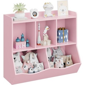 Kids Bookshelf and Toy Storage, 3 Tier Toy Organizer, 5 Cube Storage Cabinet, Toddler 3 Shelf Bookcase for Playroom, Bedroom, Living Room, Classroom - 1 of 4