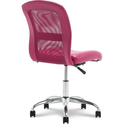 Pink Faux Leather Mesh Swivel Task Chair