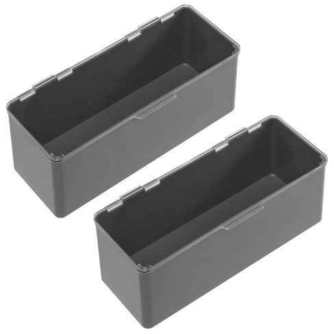 Mdesign Plastic Home Office Organizer Box, Hinged Lid, 2 Pack, Dark  Gray/clear : Target