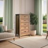 Farmhouse Dresser, Rustic Wood 5 Drawer Dresser for Closet, Tall Chest of Drawers with Metal Handles - 3 of 4