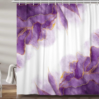LunaLulinlk Purple and Gold Marble Shower Curtain