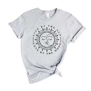 Simply Sage Market Women's Love By The Moon Short Sleeve Graphic Tee - M - Heather Grey - 1 of 2