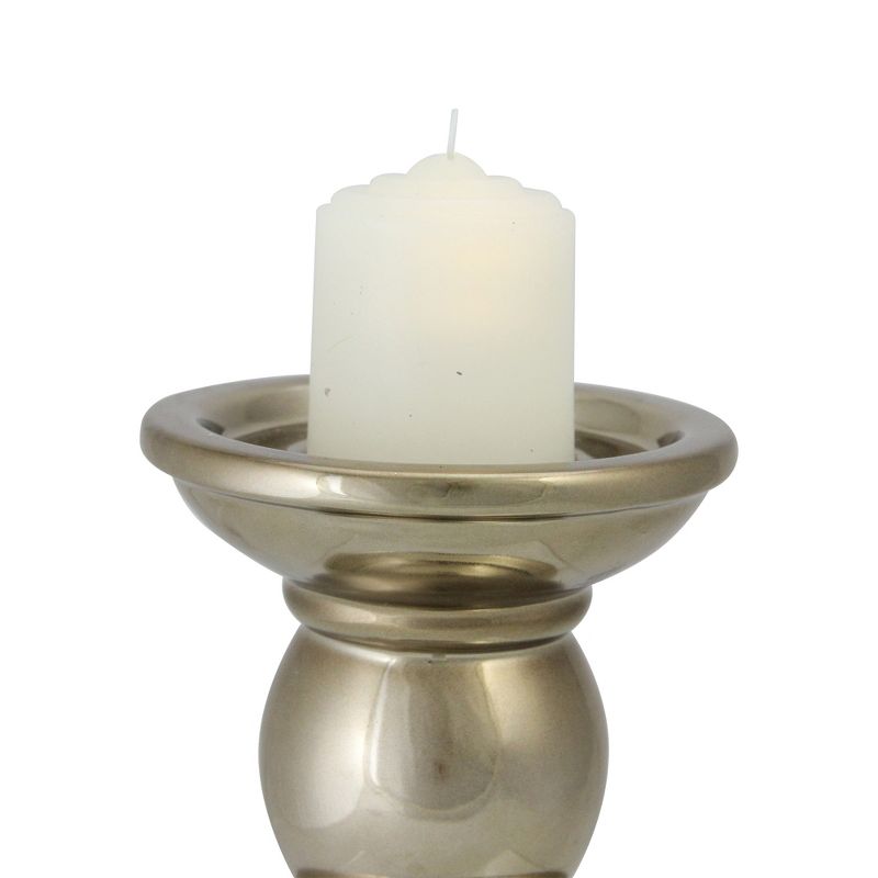 Northlight 4.5" Shiny Ceramic Pillar and Tapered Candle Holder - Champagne Gold, 2 of 4