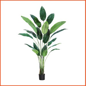 Bird of Paradise Artificial Bird of Paradise Plant 6FT(72in) Fake Palm Tree  with 14 Trunks Faux Leaves - 1 of 4