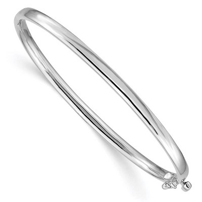 Black Bow Jewelry 3.6mm 14k White Gold Polished Solid Half Round Hinged Bangle Bracelet