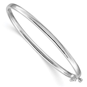 Black Bow Jewelry 3.6mm 14k White Gold Polished Solid Half Round Hinged Bangle Bracelet - 1 of 4